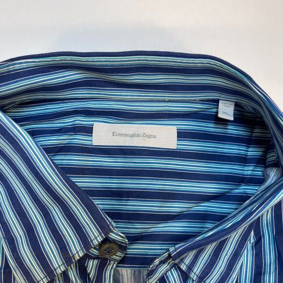 ERMENEGILDO ZEGNA DRESS SHIRT Sz Mens XL Made In Italy Luxury Button Up - Picture 3 of 6